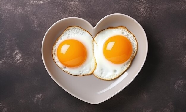 Foto huevos fritos en forma de corazón