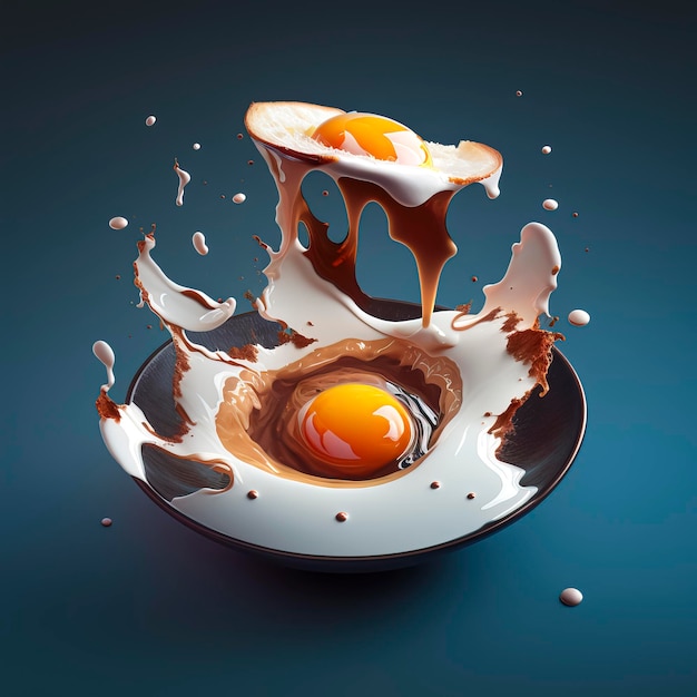 Huevos fritos y tocino, desayuno y concepto de alimentación saludable creado con tecnología de IA generativa