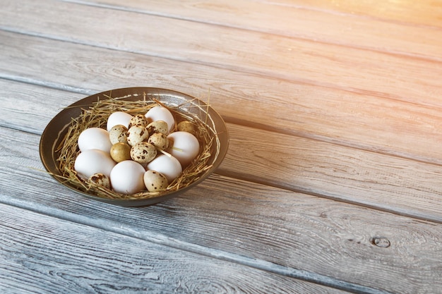 Huevos de gallina y codorniz.