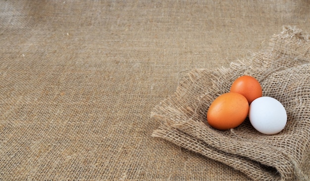 Huevos de gallina orgánicos marrones y blancos