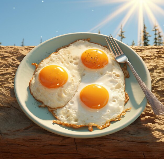 huevos en la parte superior de un plato en el estilo de paisajes fotorrealistas