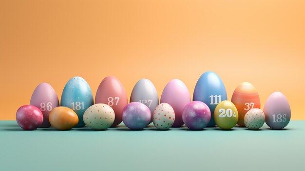 Huevos de Pascua en 3D con fondo pastel