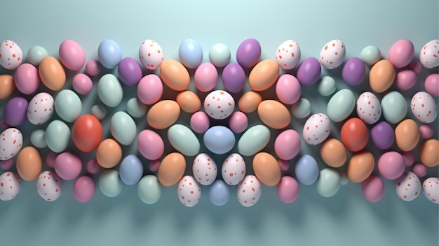 Huevos de Pascua en 3D con fondo pastel