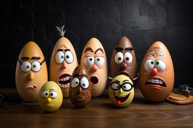 Huevos de Pascua con caras divertidas
