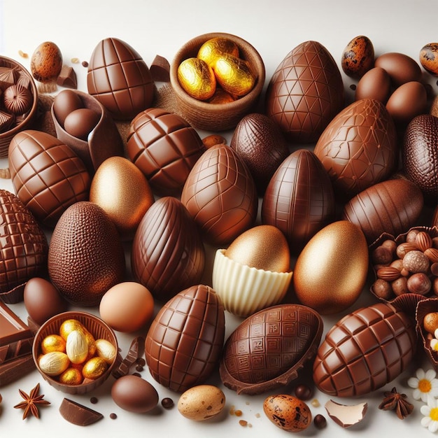 Huevos de Pascua de chocolate sin envolver