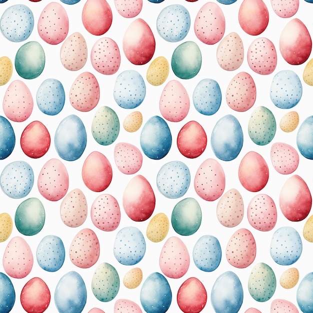 huevos de Pascua de color pastel acuarela en fondo blanco azulejos de patrón sin costura