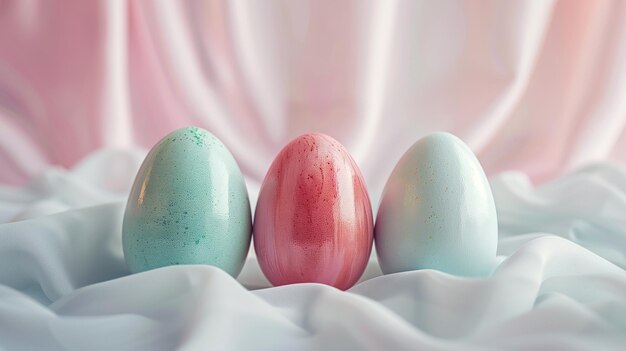 Huevos de Pascua coloreados en rojo y azul