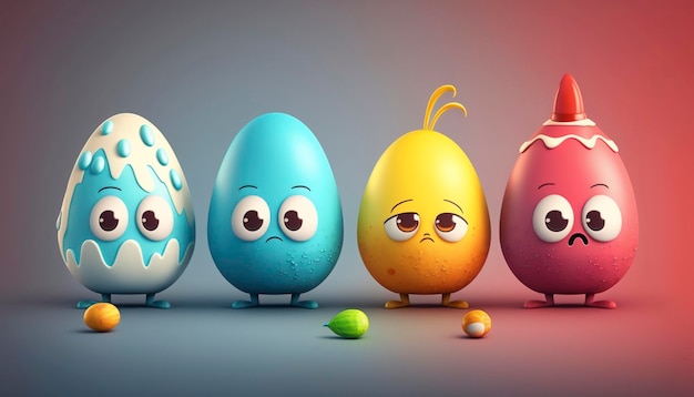 Huevos de Pascua de colores alegres Ai generativo