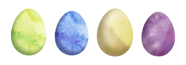 Huevos de Pascua coloridos Conjunto de ilustración acuarela Huevos de Pascua de colores florales