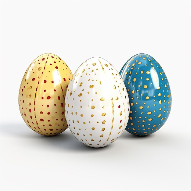 Foto huevos de pascua coloridos renderizados en 3d aislados sobre un fondo blanco