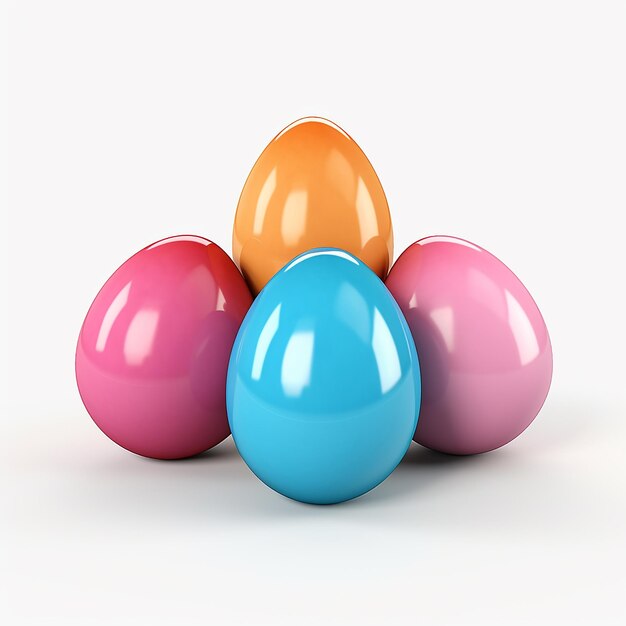 Foto huevos de pascua coloridos renderizados en 3d aislados sobre un fondo blanco