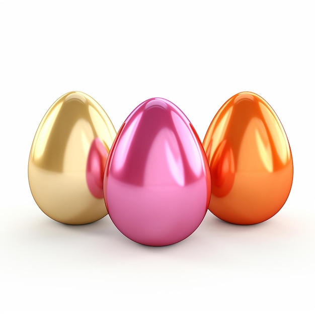 Huevos de Pascua coloridos renderizados en 3D aislados sobre un fondo blanco