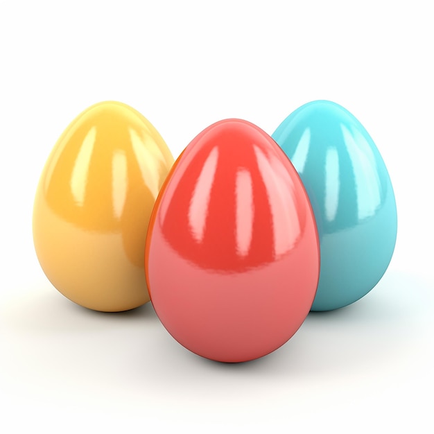 Huevos de Pascua coloridos renderizados en 3D aislados sobre un fondo blanco