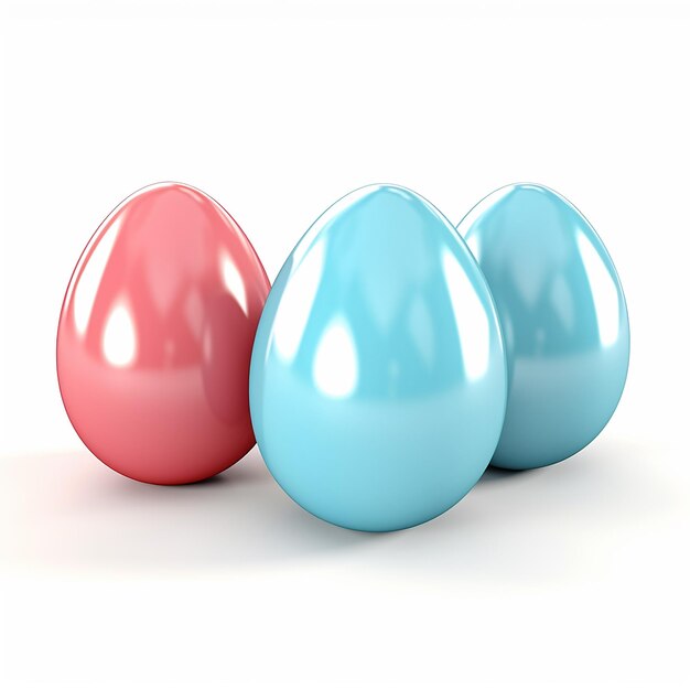 Huevos de Pascua coloridos renderizados en 3D aislados sobre un fondo blanco