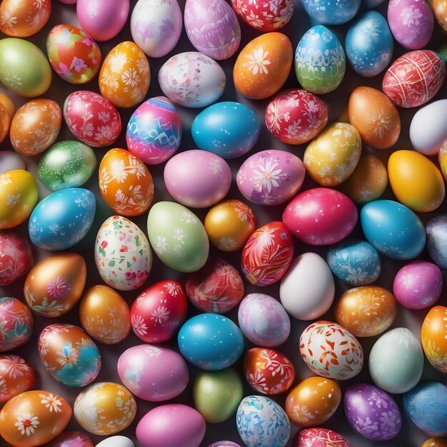 Huevos de Pascua coloridos sobre un fondo blanco