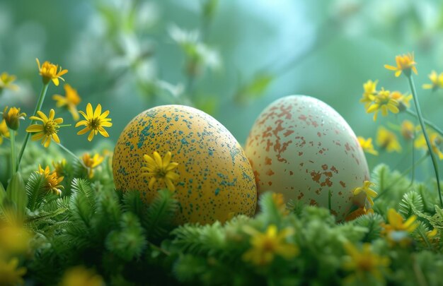 Foto los huevos de pascua, los conejitos de pascua.