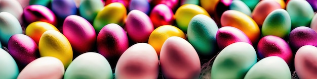 Huevos de Pascua decorativos como fondo Espacio para el concepto de banner de texto para las vacaciones de primavera Pascua Feliz Pascua colorido