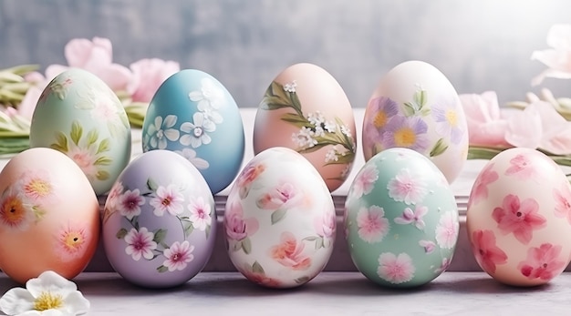 Foto huevos de pascua florales generativos