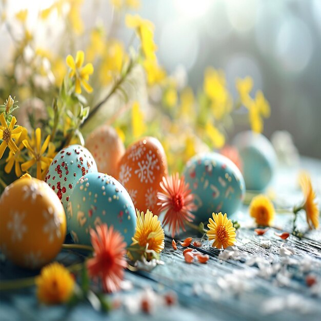 Huevos de Pascua en el fondo de la hierba