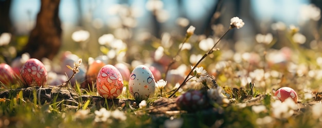 Huevos de Pascua en la hierba