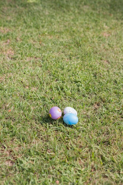 Huevos de Pascua en la hierba