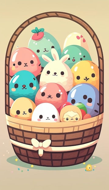 Los huevos de Pascua Kawaii representan huevos adorables y encantadores que evocan un ambiente lindo y divertido para las vacaciones.