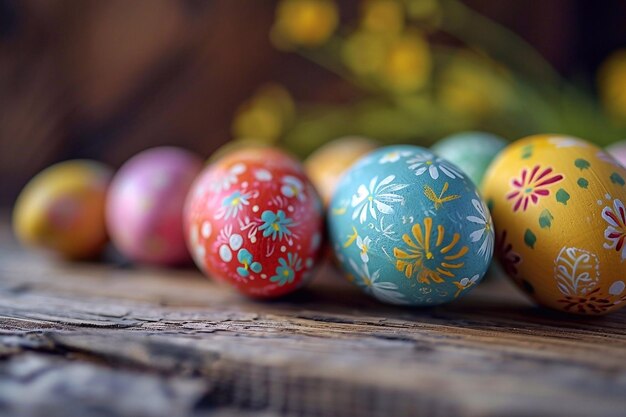 Foto huevos de pascua en una mesa