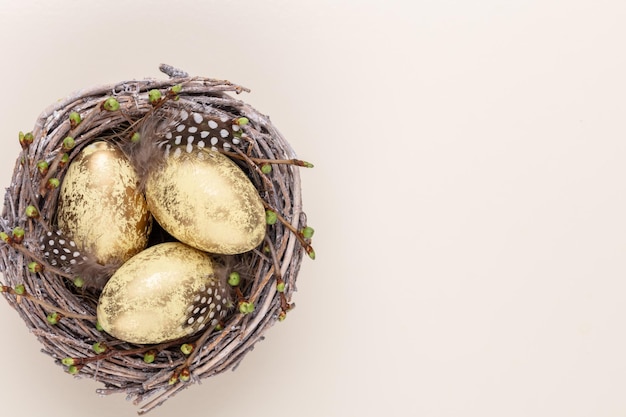 Huevos de Pascua en el nido Tarjeta de felicitación de primavera xA