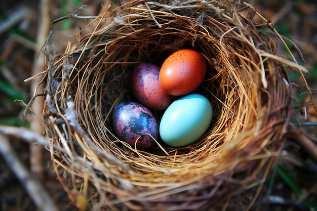 Huevos de Pascua en un nido