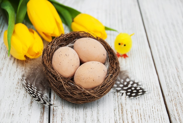 Huevos de Pascua en un nido