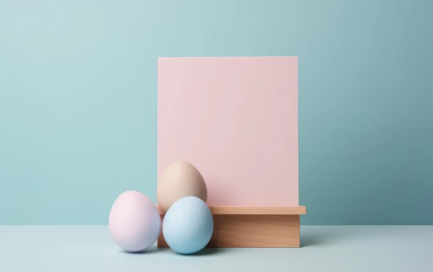 Huevos de Pascua pastel en fondo rosa vista superior estilo de colocación plana IA generativa