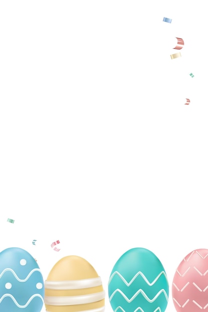 Huevos de Pascua Png borde 3D colorido pastel en fondo transparente para tarjeta de felicitación