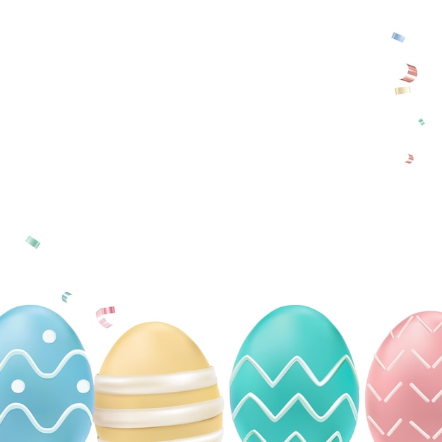 Huevos de Pascua Png borde 3D colorido pastel en fondo transparente para tarjeta de felicitación