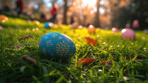 Huevos de Pascua en el rocío matutino