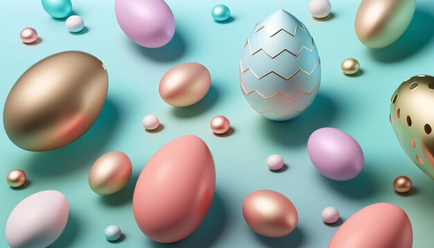 Huevos de Pascua sobre un fondo azul