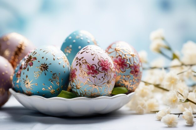 Huevos de Pascua sobre un fondo blanco