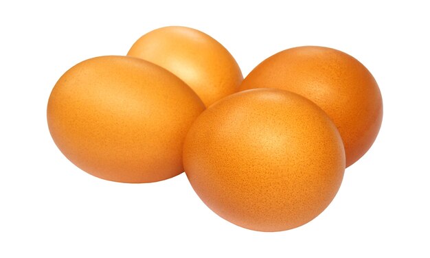 Huevos de pollo en fondo blanco Huevo de pollo naranja fresco concepto para cocinar y cocinar saludablemente