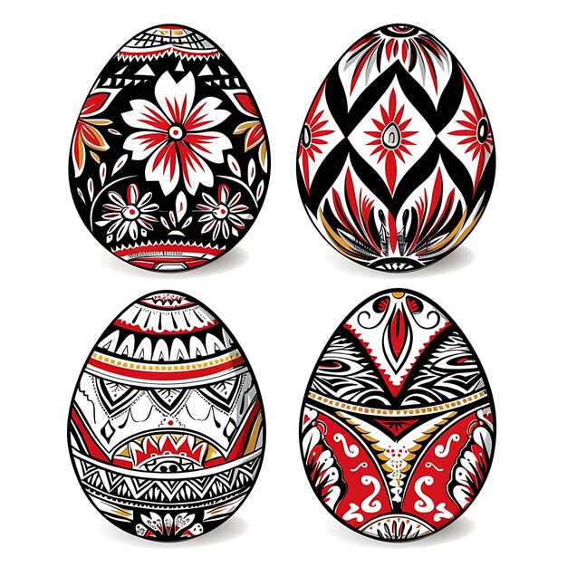 Foto huevos pysanka ucranianos con intrincados diseños populares borderlin cnc line art tradición tinta antigua