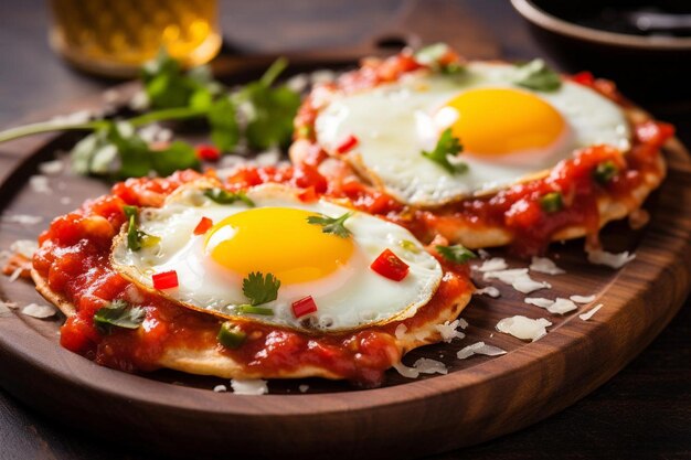 Huevos Rancheros com ovos fritos e salsa