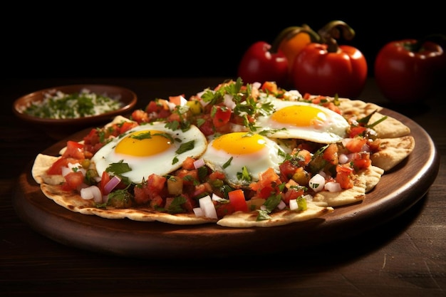 Huevos Rancheros con huevos fritos y salsa