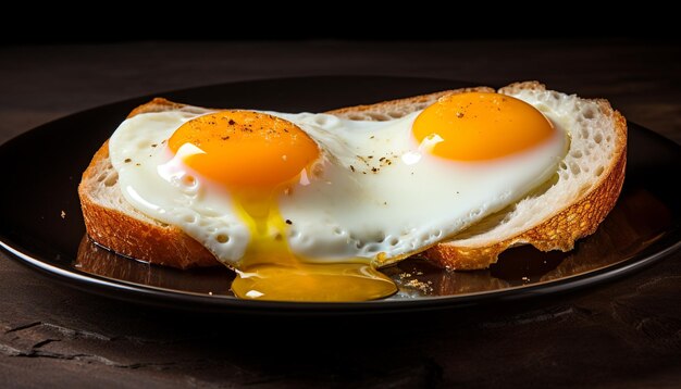 Huevos con rebanadas para el desayuno.