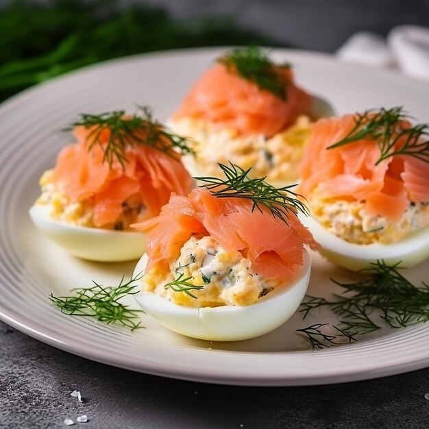 Foto huevos rellenos de salmón