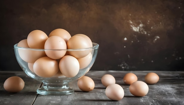 Huevos en un tazón de vidrio