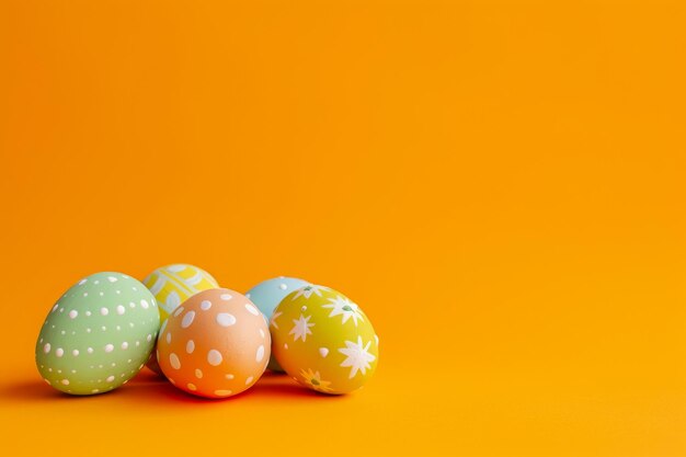 Los huevos vibrantes de la felicidad de Pascua brillan en naranja