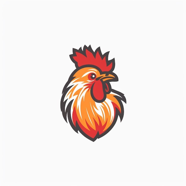 Huhn-Logo-Vektor, einfacher, flacher, weißer Hintergrund