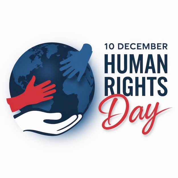 Human Rights Day isolated on white background Generative ai