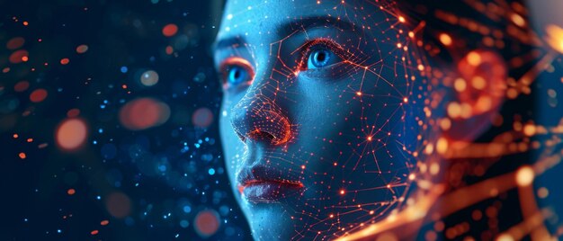 El humano utiliza IA avanzada que retrata el futuro de la tecnología y el aprendizaje automático