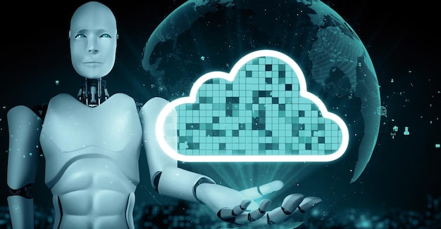 El humanoide robot Xai ai utiliza la tecnología de computación en la nube para almacenar datos en un servidor en línea