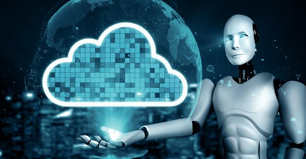 El humanoide robot Xai ai utiliza la tecnología de computación en la nube para almacenar datos en un servidor en línea