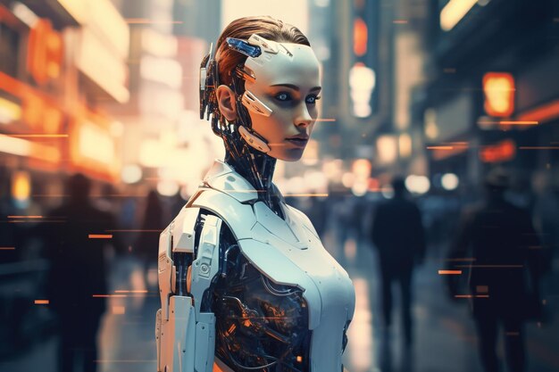 Humanoidroboter auf weißer isolierter Datennetzverbindung Hintergrundvektorillustration